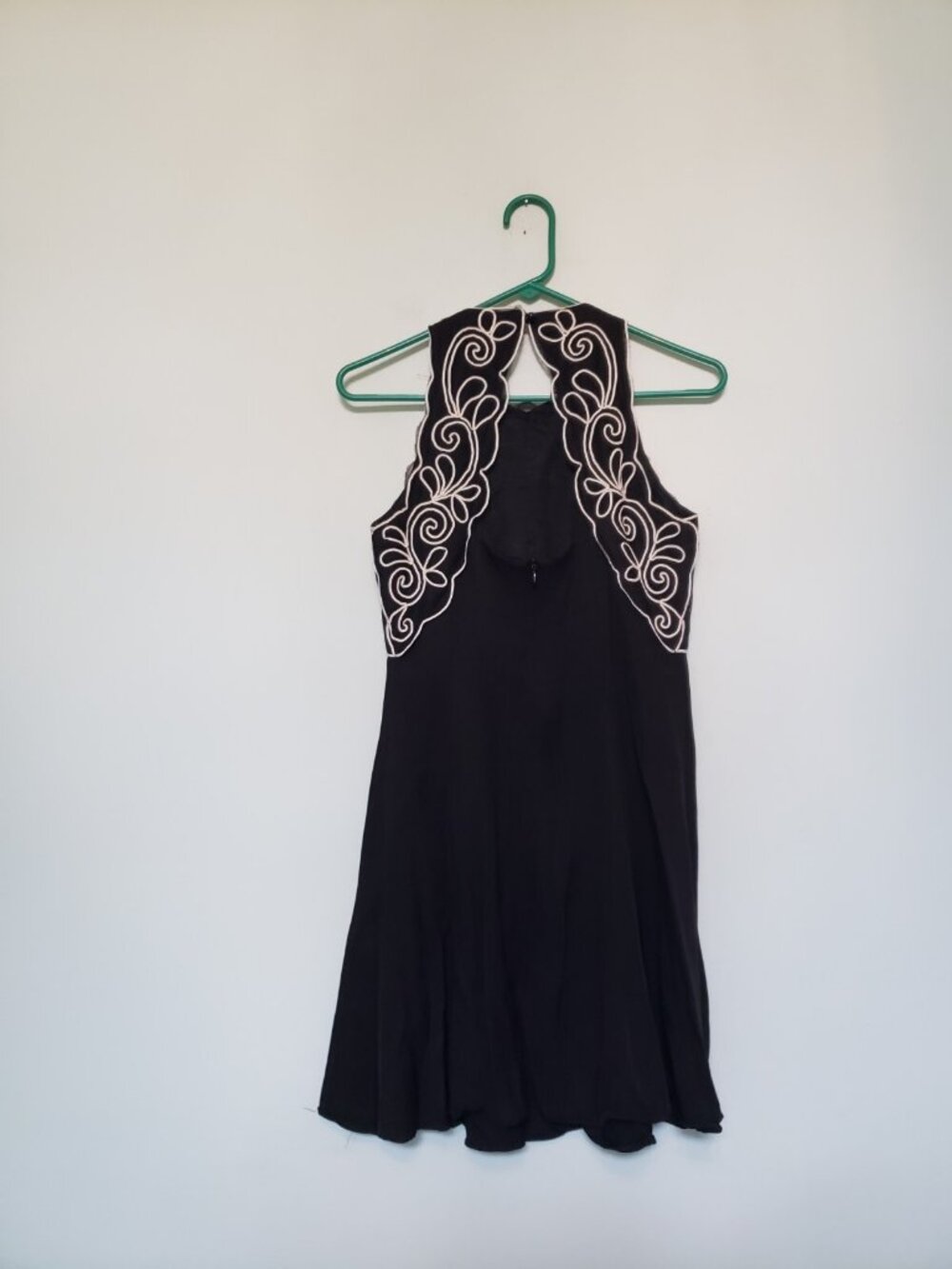 Vtg Scott McClintock Women 8 Mini Dress Floral Piping Scalloped Whimsigoth - Picture 2 of 5